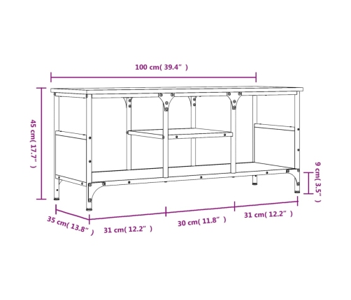 Mueble TV hierro y madera contrachapada gris Sonoma 100x35x45cm