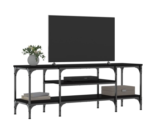 Mueble de TV hierro y madera contrachapada negro 121x35x45 cm