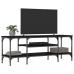 Mueble de TV hierro y madera contrachapada negro 121x35x45 cm