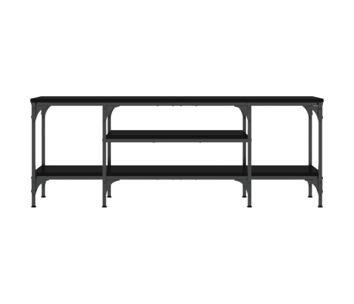 Mueble de TV hierro y madera contrachapada negro 121x35x45 cm