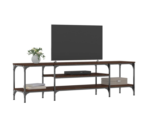 Mueble TV hierro madera contrachapada roble marrón 161x35x45 cm