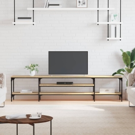 Mueble TV madera ingeniería y hierro roble sonoma 201x35x45 cm