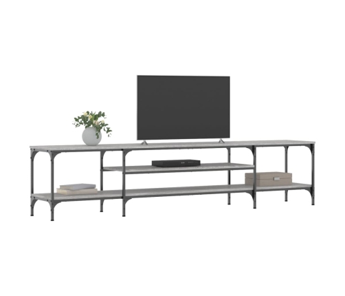 vidaXL Mueble TV madera ingeniería y hierro gris Sonoma 201x35x45 cm