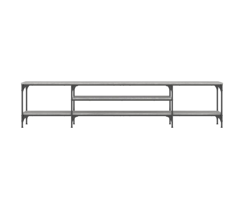 vidaXL Mueble TV madera ingeniería y hierro gris Sonoma 201x35x45 cm