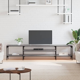 Mueble TV madera ingeniería y hierro gris Sonoma 201x35x45 cm