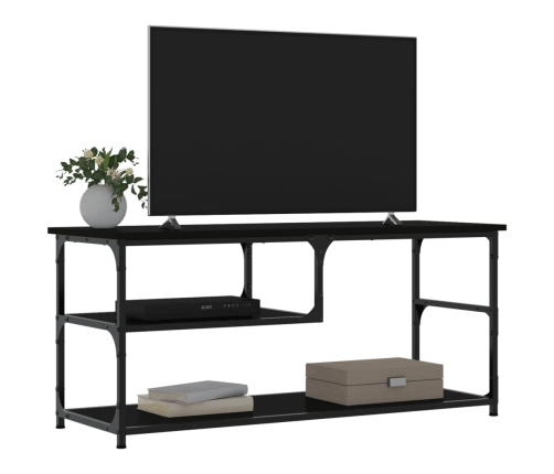 vidaXL Mueble de TV madera contrachapada y acero negro 103x38x46,5 cm