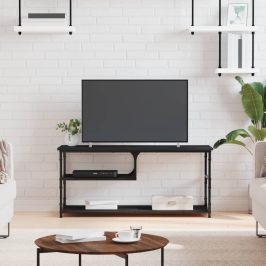 Mueble de TV madera contrachapada y acero negro 103x38x46,5 cm