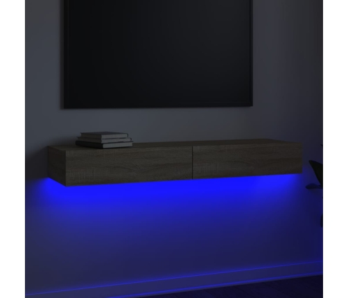 Mueble para TV con luces LED roble Sonoma 120x35x15,5 cm