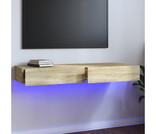 Mueble para TV con luces LED roble Sonoma 120x35x15,5 cm