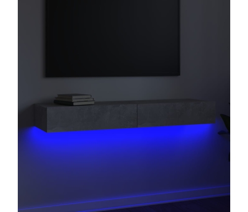 Mueble para TV con luces LED gris hormigón 120x35x15,5 cm