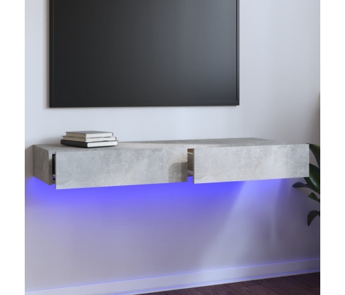 Mueble para TV con luces LED gris hormigón 120x35x15,5 cm