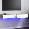 Mueble de TV con luces LED blanco y roble Sonoma 120x35x15,5 cm