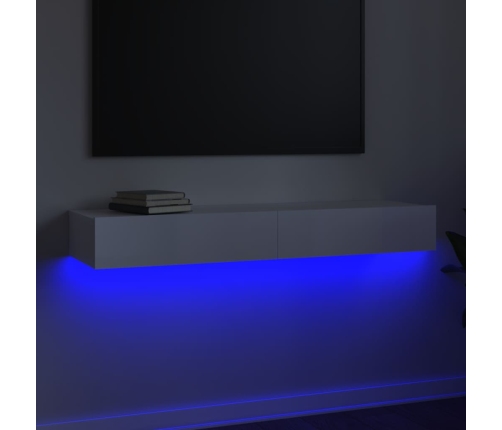 Mueble para TV con luces LED blanco brillante 120x35x15,5 cm