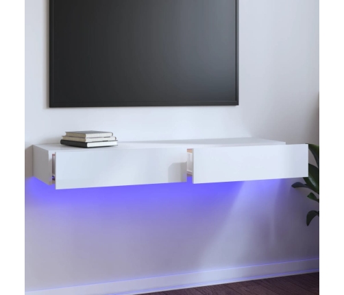 Mueble para TV con luces LED blanco brillante 120x35x15,5 cm