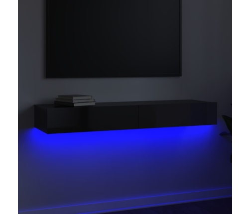 Mueble para TV con luces LED negro brillante 120x35x15,5 cm