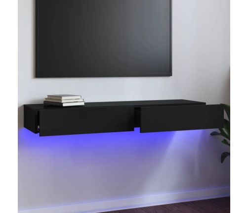 Mueble para TV con luces LED negro brillante 120x35x15,5 cm