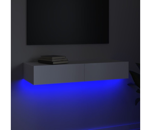 Mueble de TV con luces LED blanco 90x35x15,5 cm