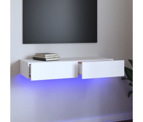 Mueble de TV con luces LED blanco 90x35x15,5 cm