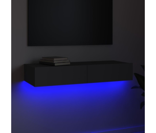 Mueble para TV con luces LED gris 90x35x15,5 cm