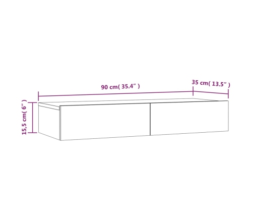 Mueble para TV con luces LED gris 90x35x15,5 cm