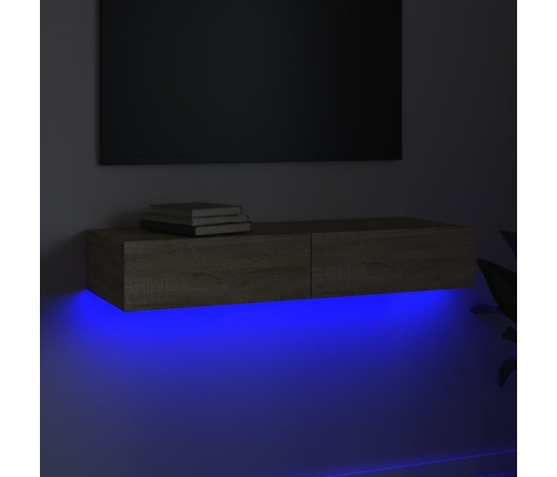 Mueble de TV con luces LED roble Sonoma 90x35x15,5 cm