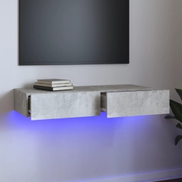 Mueble para TV con luces LED gris hormigón 90x35x15,5 cm