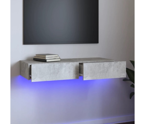 vidaXL Mueble para TV con luces LED gris hormigón 90x35x15,5 cm