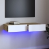 Mueble de TV con luces LED blanco y roble Sonoma 90x35x15,5 cm