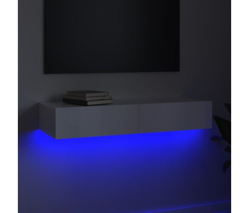 Mueble de TV con luces LED blanco brillante 90x35x15,5 cm