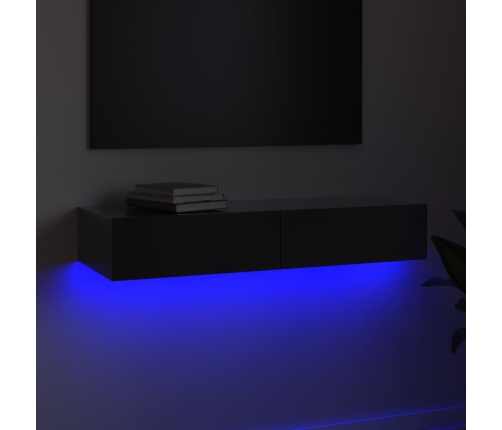 Mueble para TV con luces LED gris brillante 90x35x15,5 cm