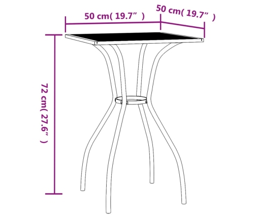 Mesa de jardín de malla de acero gris antracita 50x50x72 cm