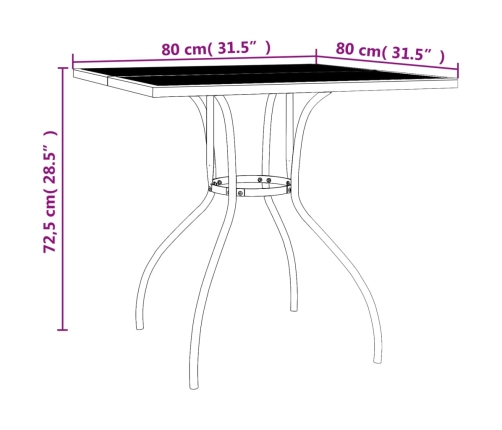 Mesa de jardín malla de acero gris antracita 80x80x72,5 cm