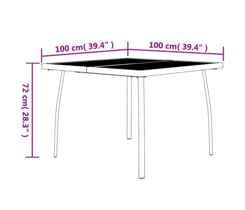 Mesa de jardín malla de acero gris antracita 100x100x72 cm