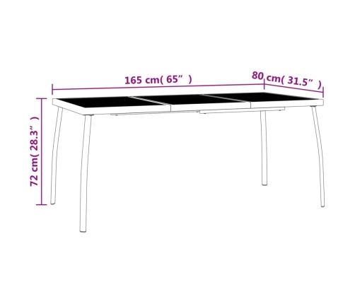 Mesa de jardín malla de acero gris antracita 165x80x72 cm