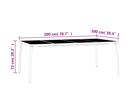 vidaXL Mesa de jardín malla de acero gris antracita 200x100x72 cm