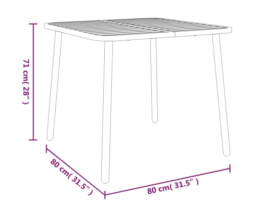 vidaXL Mesa de jardín acero gris antracita 80x80x71 cm