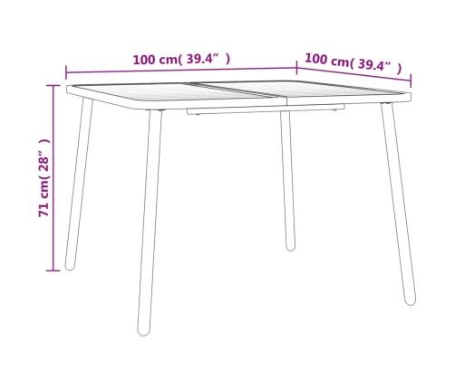 Mesa de jardín de acero gris antracita 100x100x71 cm