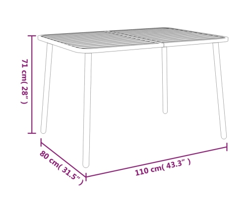 Mesa de jardín acero gris antracita 110x80x71 cm