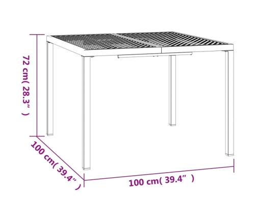 Mesa de jardín de acero gris antracita 100x100x72 cm