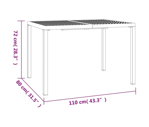 Mesa de jardín de acero gris antracita 110x80x72 cm