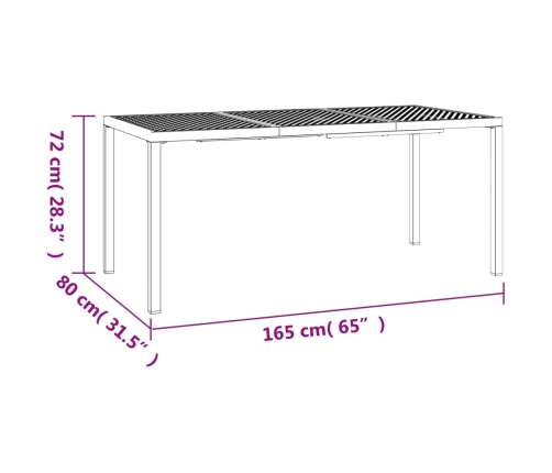 Mesa de jardín de acero gris antracita 165x80x72 cm