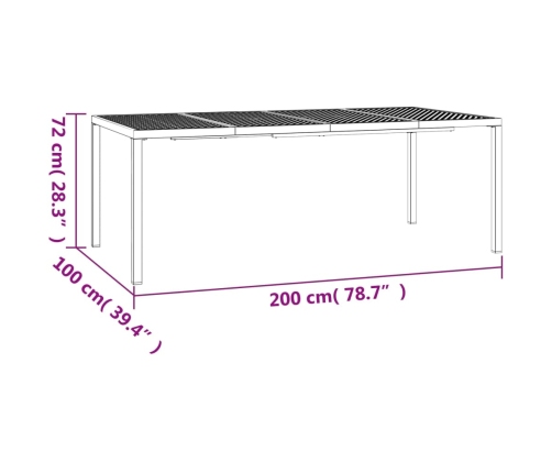 Mesa de jardín de acero gris antracita 200x100x72 cm