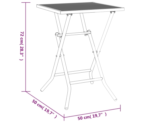 Mesa de jardín plegable malla acero gris antracita 50x50x72 cm