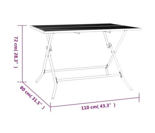 vidaXL Mesa de jardín plegable malla acero gris antracita 110x80x72 cm