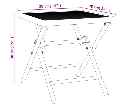 Mesa de jardín plegable malla acero gris antracita 38x38x38 cm