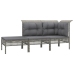 Set de muebles de jardín 3 pzas y cojines ratán sintético gris