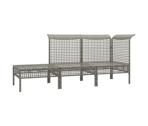 Set de muebles de jardín 3 pzas y cojines ratán sintético gris