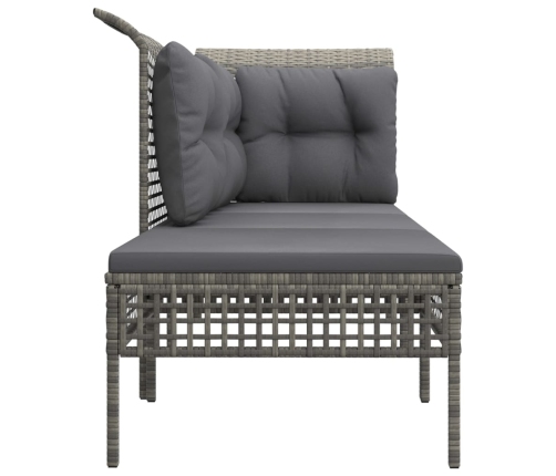 Set de muebles de jardín 3 pzas y cojines ratán sintético gris