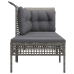 Set de muebles de jardín 3 pzas y cojines ratán sintético gris