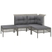 Set de muebles de jardín 4 pzas y cojines ratán sintético gris